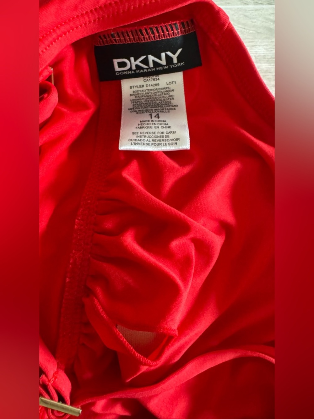 DKNY Red Ruffle-Front One-Piece Swimsuit - Picture 6 of 10